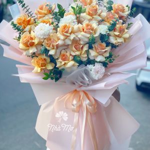 Bó hoa hồng cam: Sắc cam nhẹ nhàng, tinh tế trong từng cánh hoa